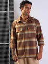 Men Brown & Khaki check Side Pocket Shacket-MSSHRT20512