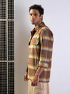 Men Brown & Khaki check Side Pocket Shacket-MSSHRT20512