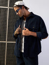 Men Navy Corduroy Elbow Patch Oversize Shirt-MSSHRT20520