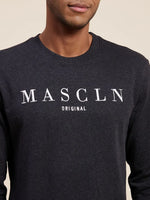 Men's Dark Grey MASCLN Embroidered Sweatshirt