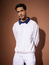 Men White Contrast Collar Oversized Sweatshirt