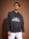 Men Dark Grey Melange Love Others Oversized Hoodie