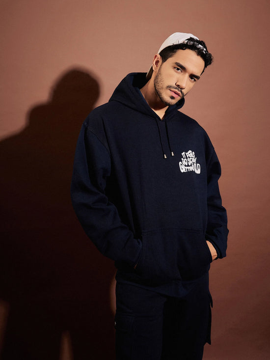 Men Navy Getting Old Oversized Hoodie