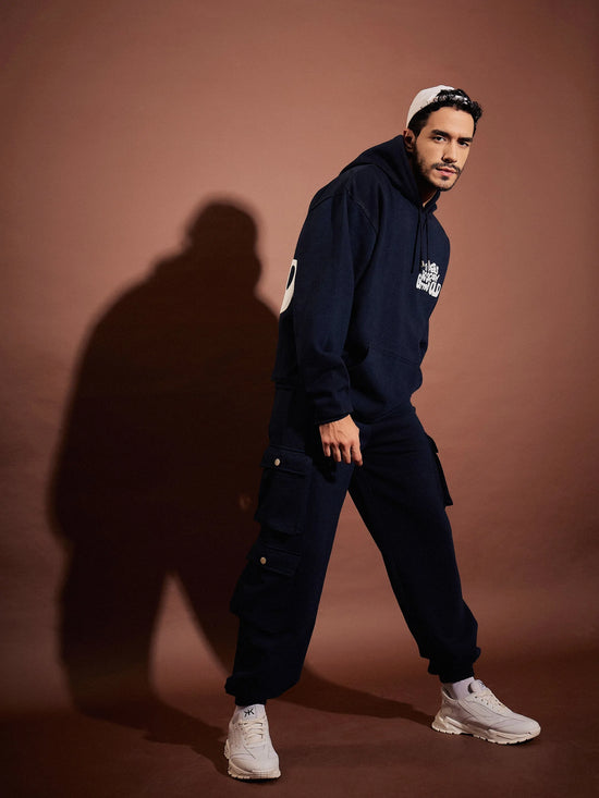 Men Navy Getting Old Oversized Hoodie