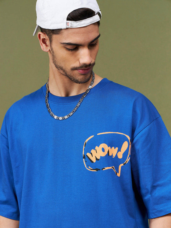 Unisex Blue WOW Oversized T-Shirt