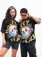 Unisex Black Happy Place Oversized T-Shirt