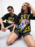 Unisex Black Happy Place Oversized T-Shirt