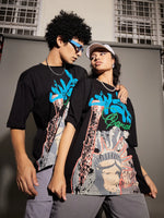 Unisex Black Liberty Print Oversized T-Shirt-MSTOPS41580XS