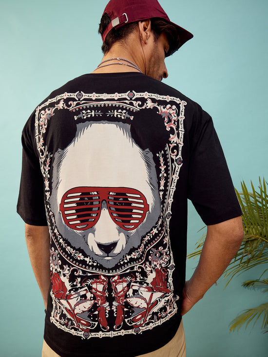 Unisex Black Panda Oversize T-Shirt