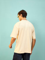 Unisex Beige CAUGHT MY MIND Oversize T-Shirt