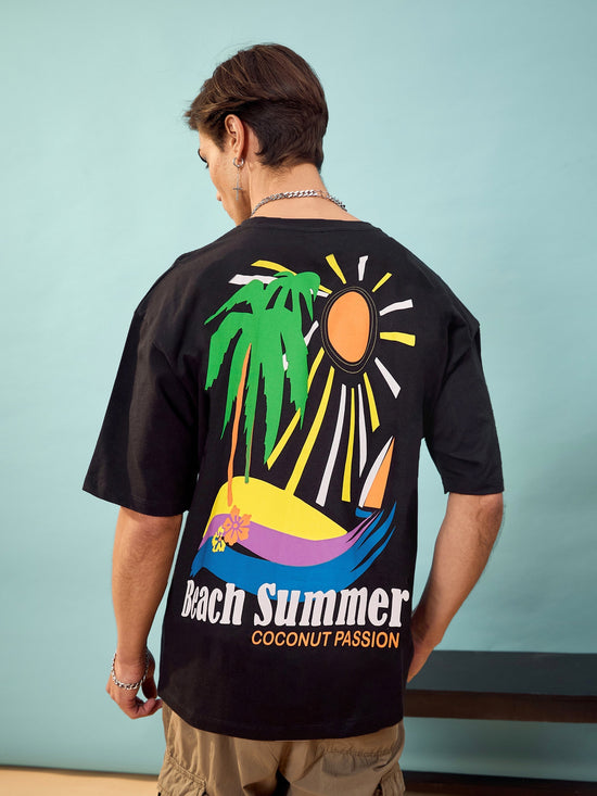 Unisex Black BEACH SUMMER Oversized T-Shirt