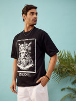 Unisex Black Roman Print Oversize T-Shirt