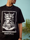 Unisex Black Roman Print Oversize T-Shirt