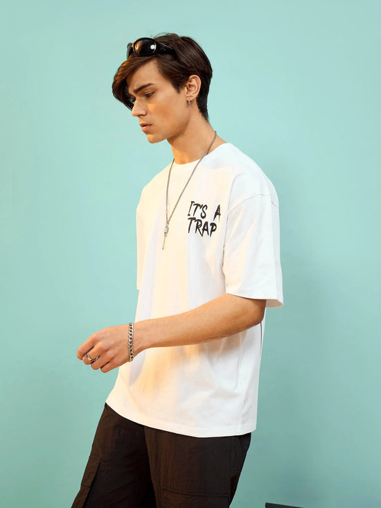 Unisex White Spider Trap Oversize T-Shirt