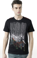 Huetrap Black Mens Short Sleeve Graphic Printed Tshirt-HT17MKGRABLK00573