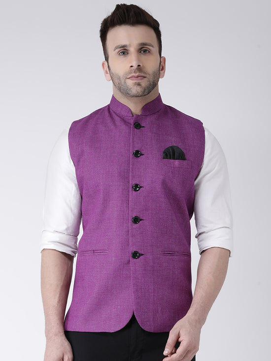 Hangup Men Standard Solid Men's Indian Wear-MagentaMagicNehru