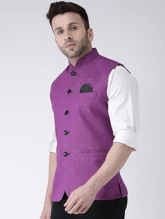 Hangup Men Standard Solid Men's Indian Wear-MagentaMagicNehru