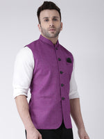 Hangup Men Standard Solid Men's Indian Wear-MagentaMagicNehru