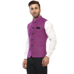 Hangup Men Standard Solid Men's Indian Wear-MagentaRoyalManNehruCurve