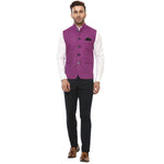 Hangup Men Standard Solid Men's Indian Wear-MagentaRoyalManNehruCurve