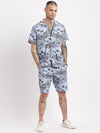 Men Tropical Cuban Collar Blue Co-Ords Set-Mardel-2391-Blue