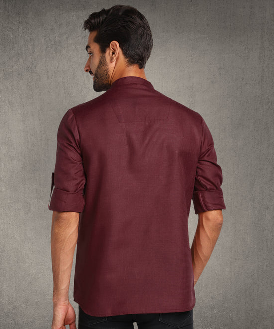 Hangup Men Standard Solid Men's Indian Wear-Maroon_Magic_Patch_Short2Kurta