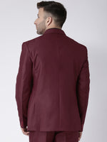 Hangup Men Standard Solid Men Formalwear-MaroonBlazer