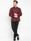 Hangup Men Standard Solid Men's Indian Wear-Maroon_Magic_Patch_ShortKurta