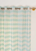 Maze 100% cotton geometric curtain for living room - Room darkening - Sage green - Single - Pack of 1-240421013