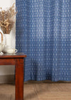 Meadows 100% cotton geometric curtain for bed room - Room darkening - Indigo - Single - Pack of 1-240422014