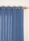 Meadows 100% cotton geometric curtain for bed room - Room darkening - Indigo - Single - Pack of 1-240422014