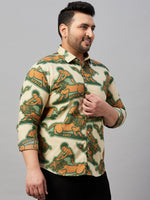 Men Printed Beige Comfort Shirt-MELORIEPRINTS-2005-Beige