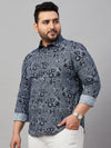 Men Printed Navy Blue Comfort Shirt-MELORIEPRINTS-2012-Navyblue