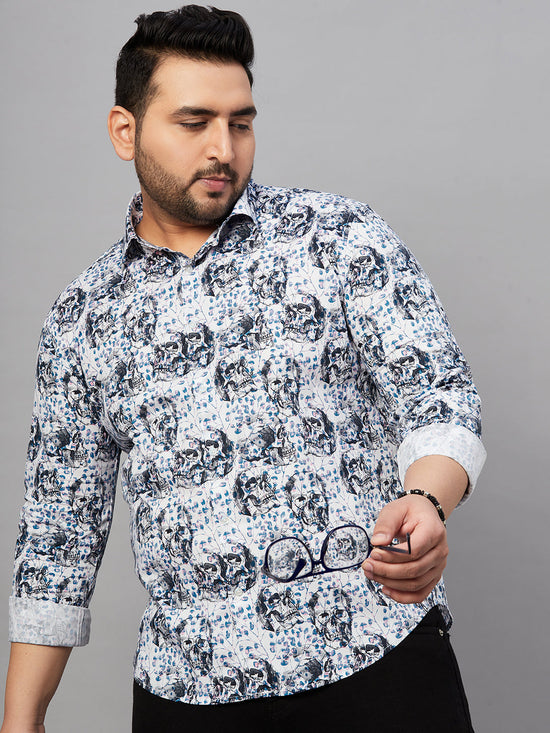 Men Printed White Comfort Shirt-MELORIEPRINTS-2029-White