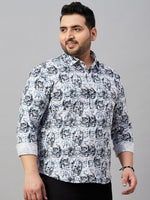 Men Printed White Comfort Shirt-MELORIEPRINTS-2029-White