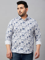 Men Printed White Comfort Shirt-MELORIEPRINTS-2030-White