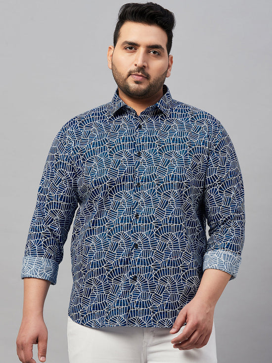 Men Printed Blue Comfort Shirt-MELORIEPRINTS-2035-Blue