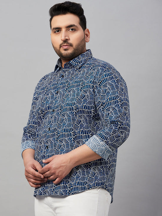 Men Printed Blue Comfort Shirt-MELORIEPRINTS-2035-Blue