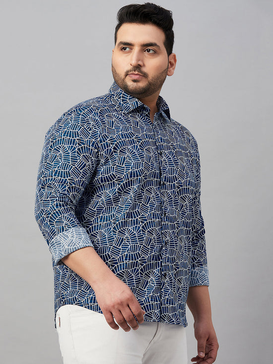 Men Printed Blue Comfort Shirt-MELORIEPRINTS-2035-Blue