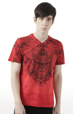 Huetrap Red Mens Short Sleeve Graphic Printed Tshirt-HT17MKGRARED00526