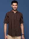 Men Striped Brown Slim Fit Shirt-Milo-2933-Brown