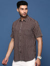 Men Striped Brown Slim Fit Shirt-Milo-2936-Brown