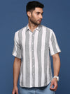 Men Striped White Slim Fit Shirt-Milo-2938-White