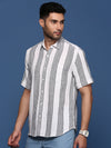 Men Striped White Slim Fit Shirt-Milo-2938-White