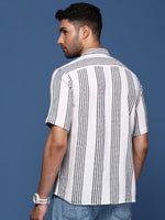 Men Striped White Slim Fit Shirt-Milo-2938-White