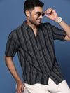 Men Striped Black Slim Fit Shirt-Milo-2949-Black