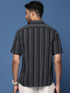 Men Striped Black Slim Fit Shirt-Milo-2949-Black