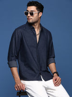 Men Solid Navy Blue Slim Fit Shirt-Mira-2694-Navyblue