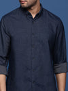 Men Solid Navy Blue Slim Fit Shirt-Mira-2694-Navyblue