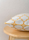 Trellis Printed 100% cotton geometric cushion cover for sofa - Mustard-230451097